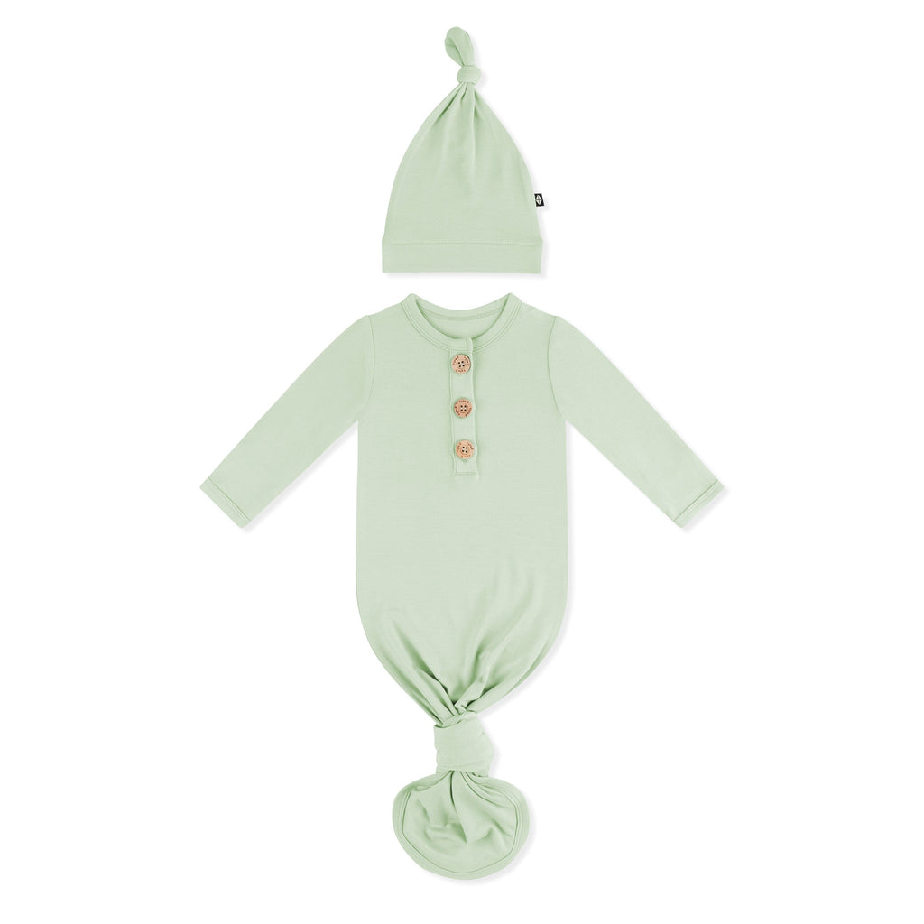 Knotted Day Gown with Hat Set in Basil