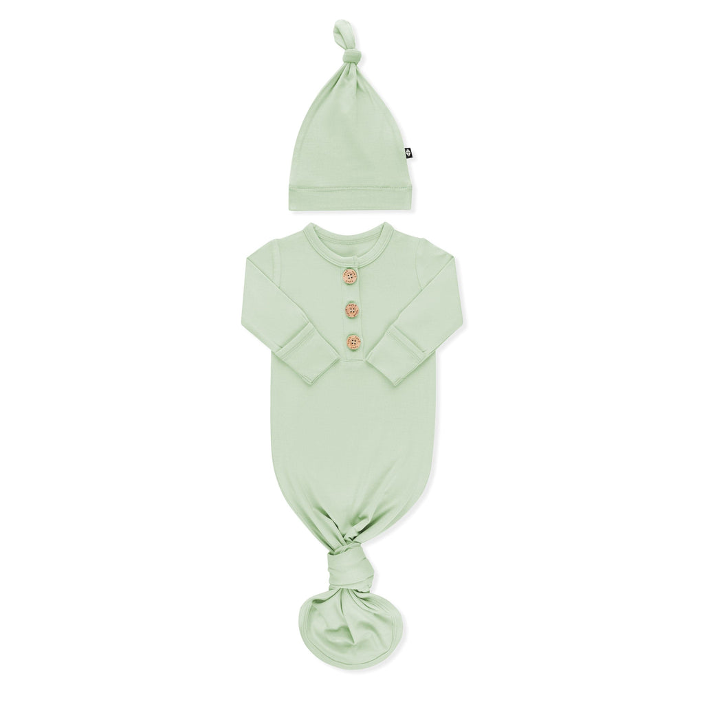 Knotted Day Gown with Hat Set in Basil