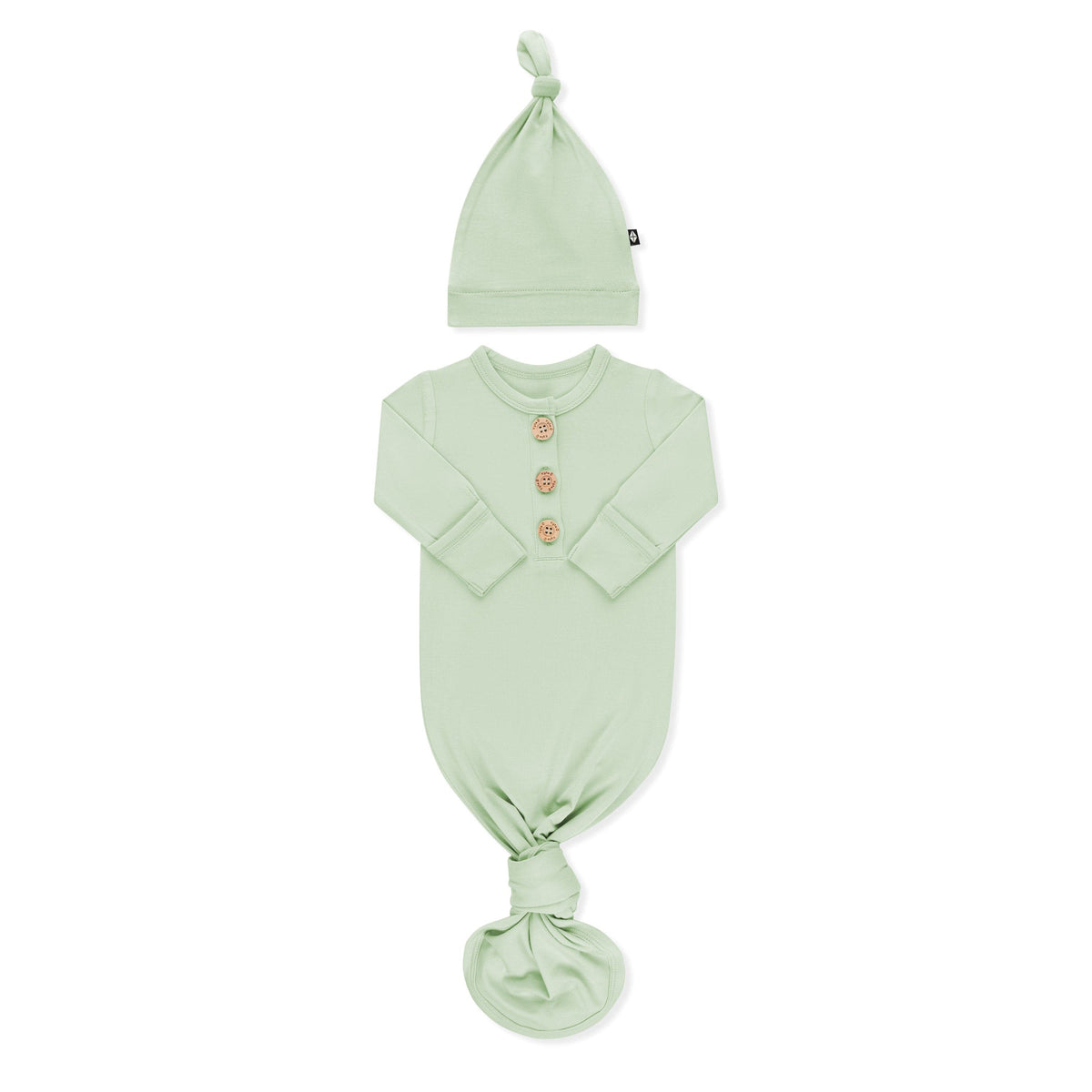 Knotted Day Gown with Hat Set in Basil