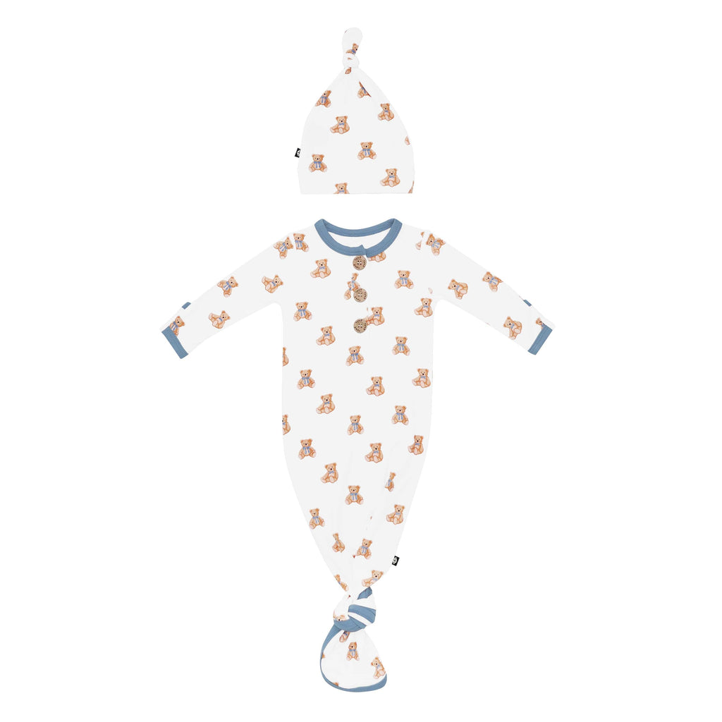 Knotted Day Gown with Hat Set in Teddy Bear