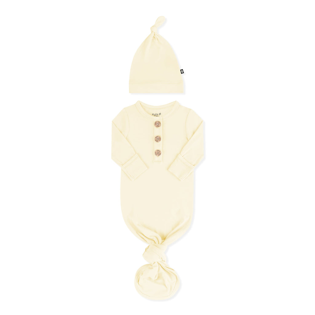 Knotted Day Gown with Hat Set in Chamomile