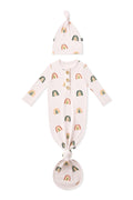 Knotted Day Gown with Hat Set in Retro Rainbow