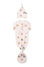 Knotted Day Gown with Hat Set in Retro Rainbow