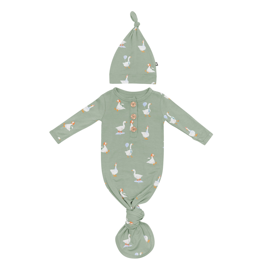 Knotted Day Gown with Hat Set in Silly Goose