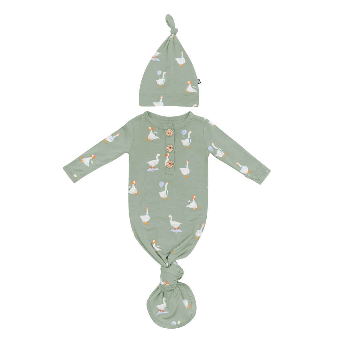 Knotted Day Gown with Hat Set in Silly Goose