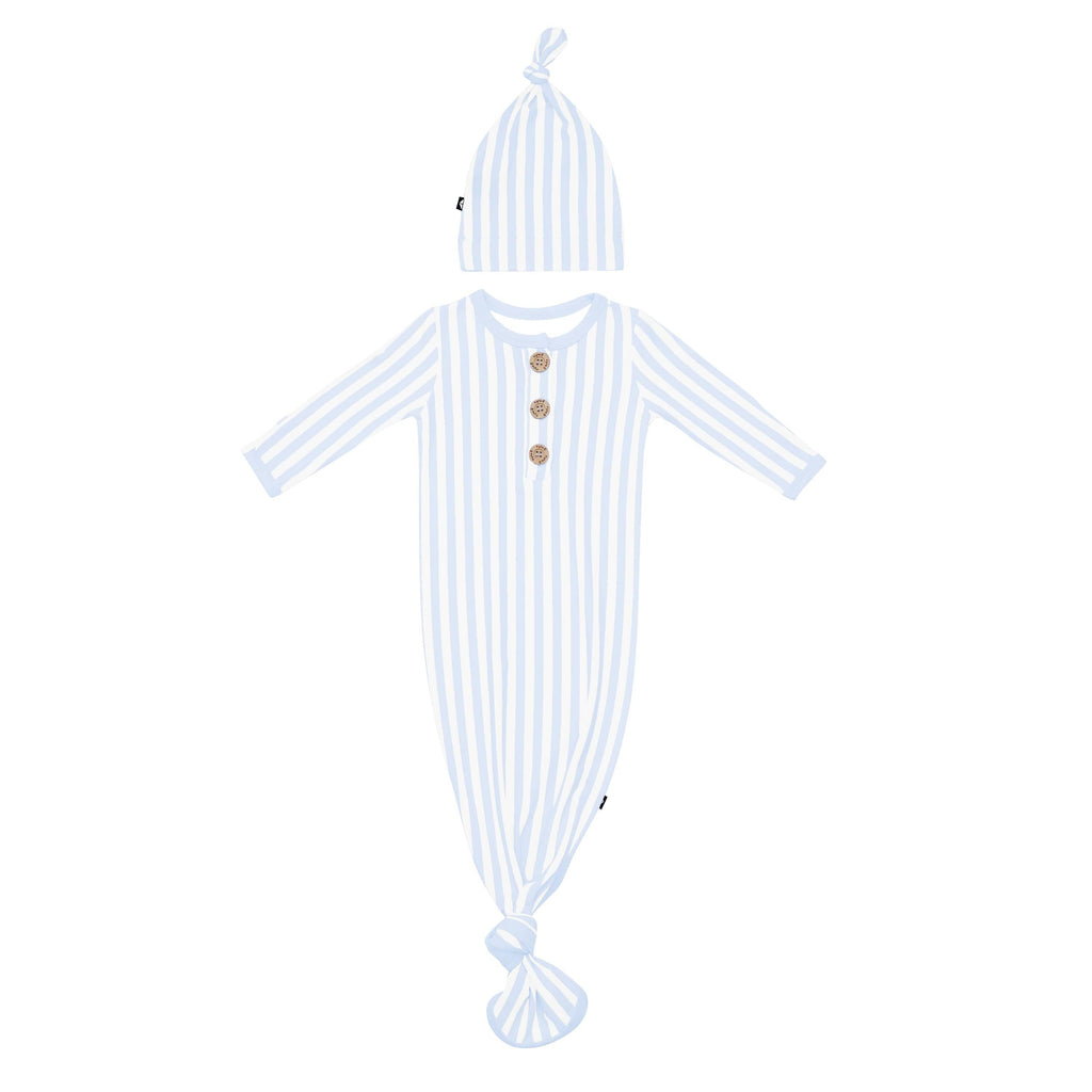 Knotted Day Gown with Hat Set in Small Mist Stripe