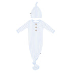 Knotted Day Gown with Hat Set in Small Mist Stripe