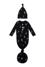 Knotted Day Gown with Hat Set in Midnight Wildflower