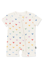 Zipper Shortall Romper in Pastel Mickey Mouse