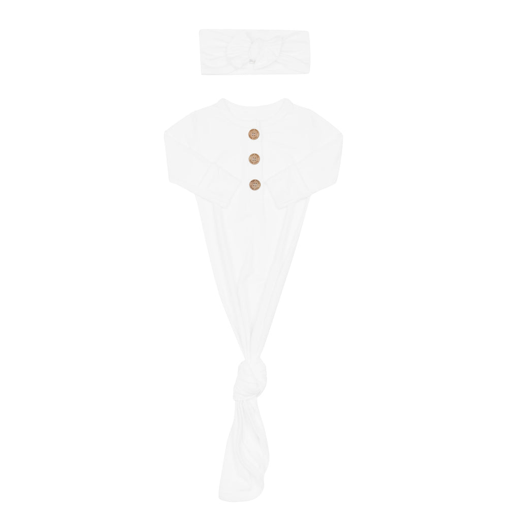 Knotted Day Gown with Bow Set in Cloud
