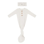 Knotted Day Gown with Bow Set in Oat