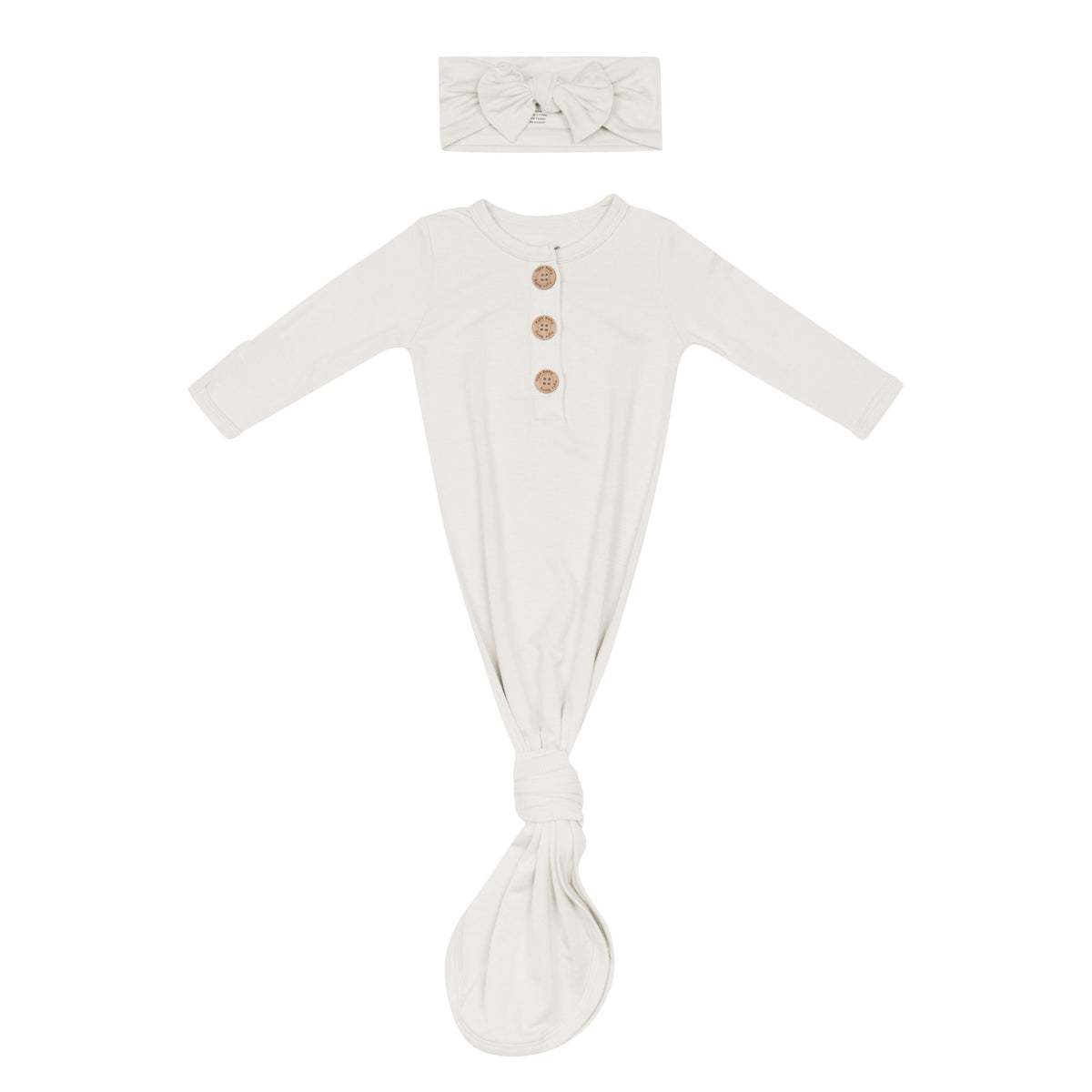 Knotted Day Gown with Bow Set in Oat