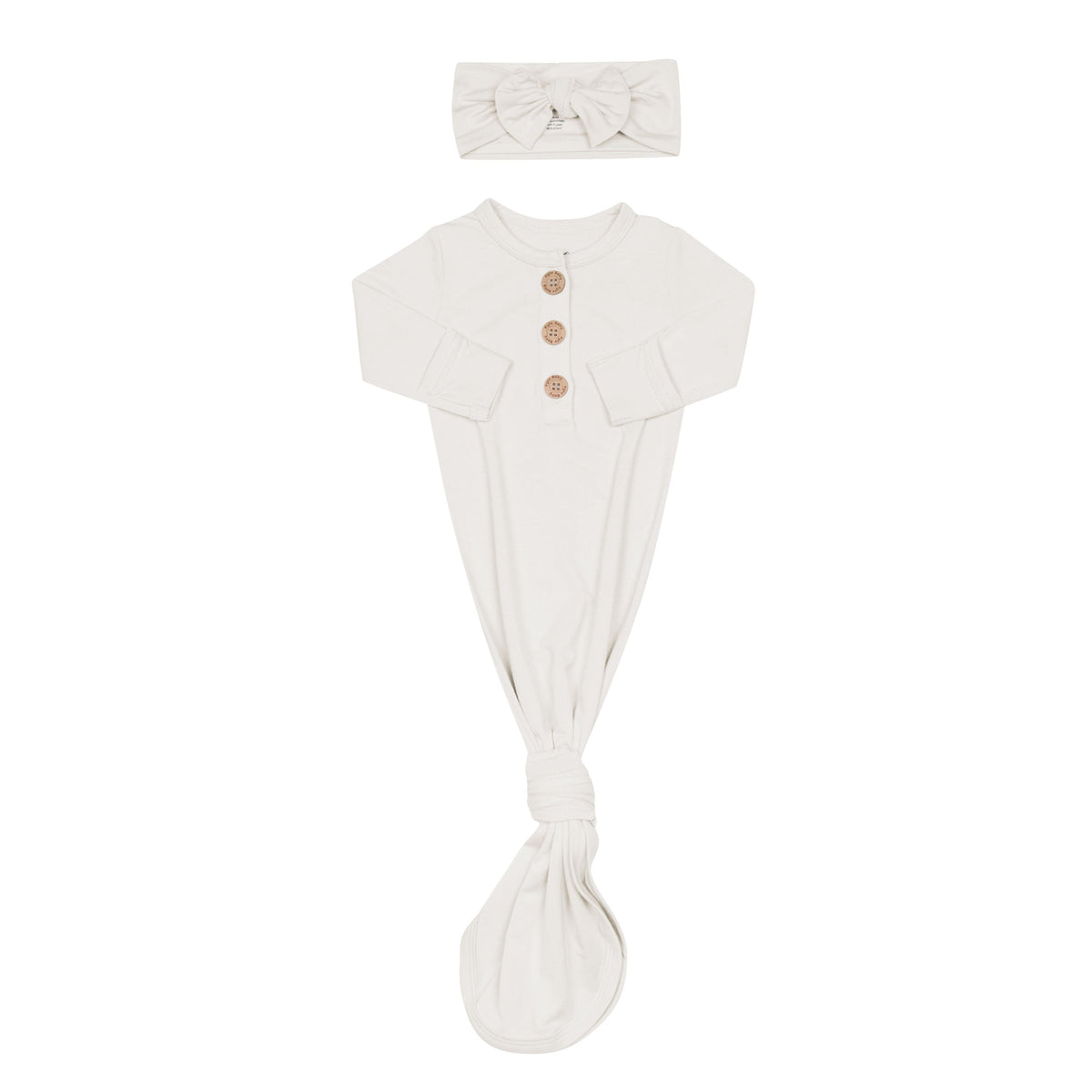 Knotted Day Gown with Bow Set in Oat