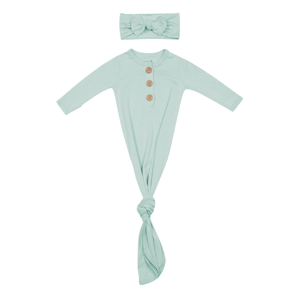 Knotted Day Gown with Bow Set in Sage
