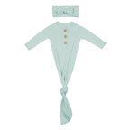 Knotted Day Gown with Bow Set in Sage