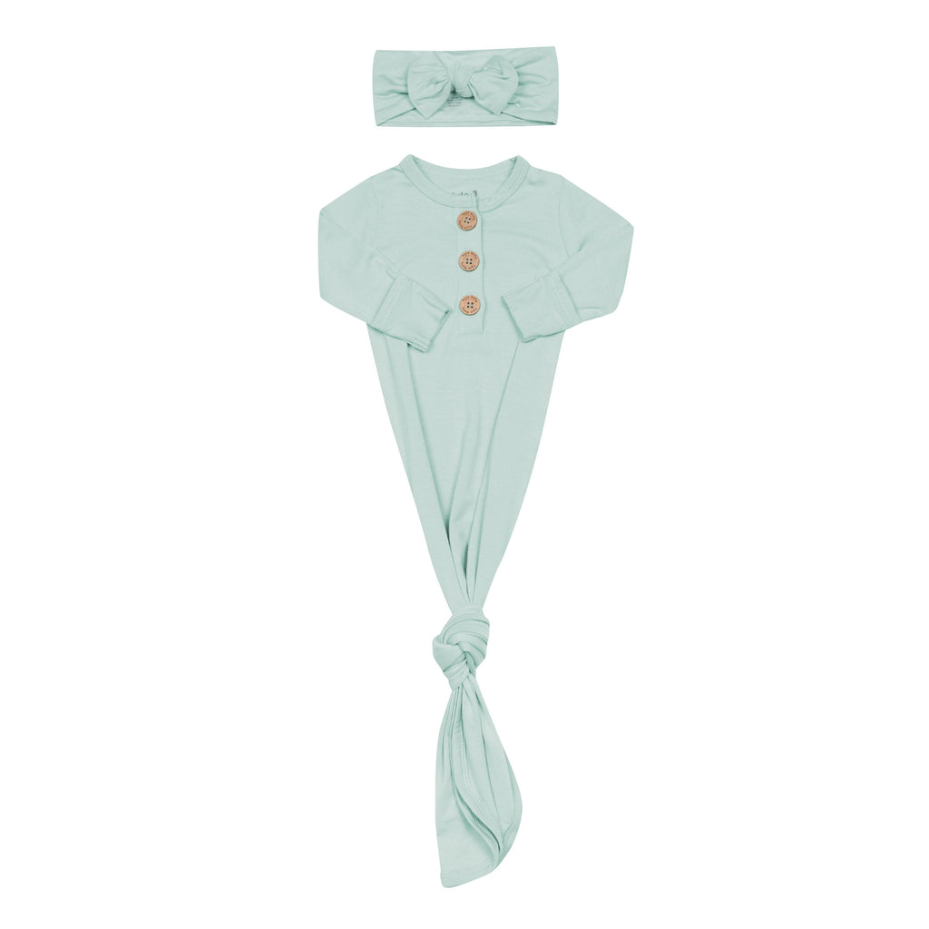 Knotted Day Gown with Bow Set in Sage