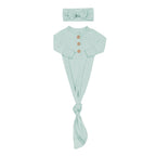 Knotted Day Gown with Bow Set in Sage