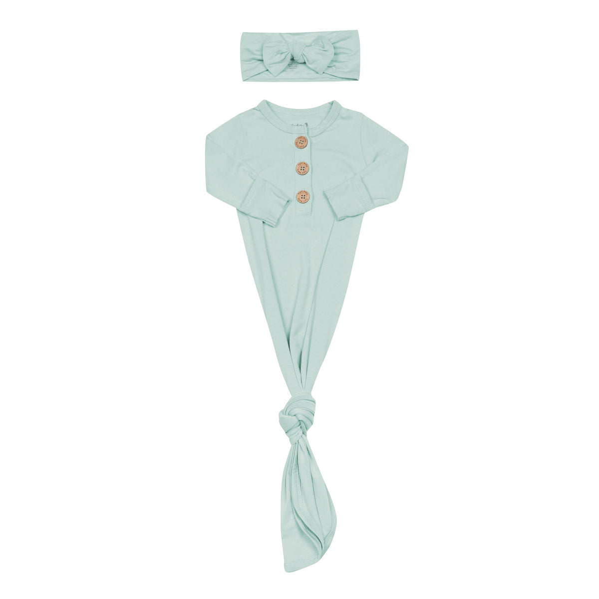 Knotted Day Gown with Bow Set in Sage