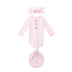 Knotted Day Gown with Bow Set in Small Sakura Stripe