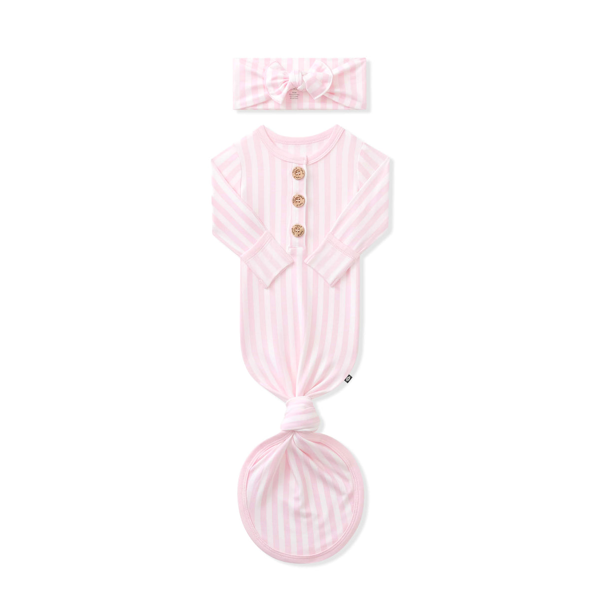 Knotted Day Gown with Bow Set in Small Sakura Stripe