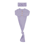 Knotted Day Gown with Bow Set in Taro