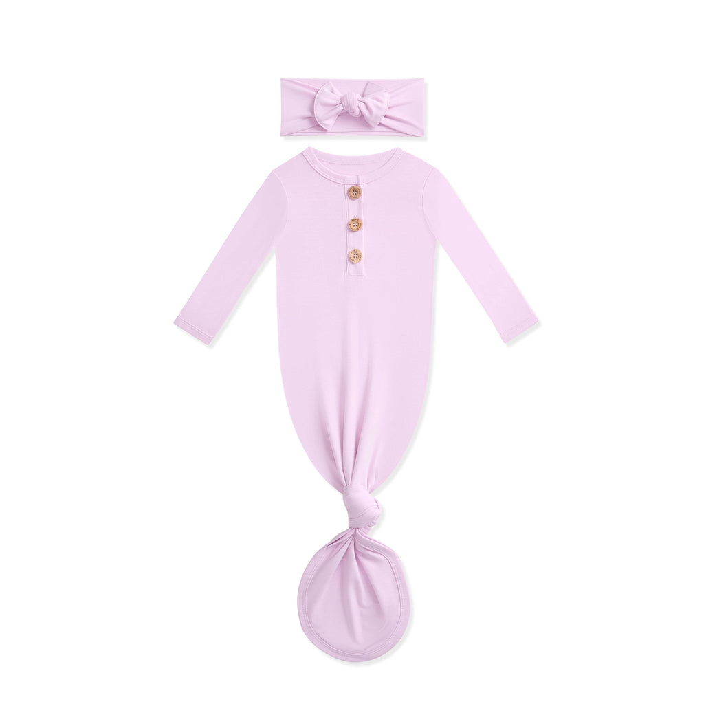 Knotted Day Gown with Bow Set in Thistle