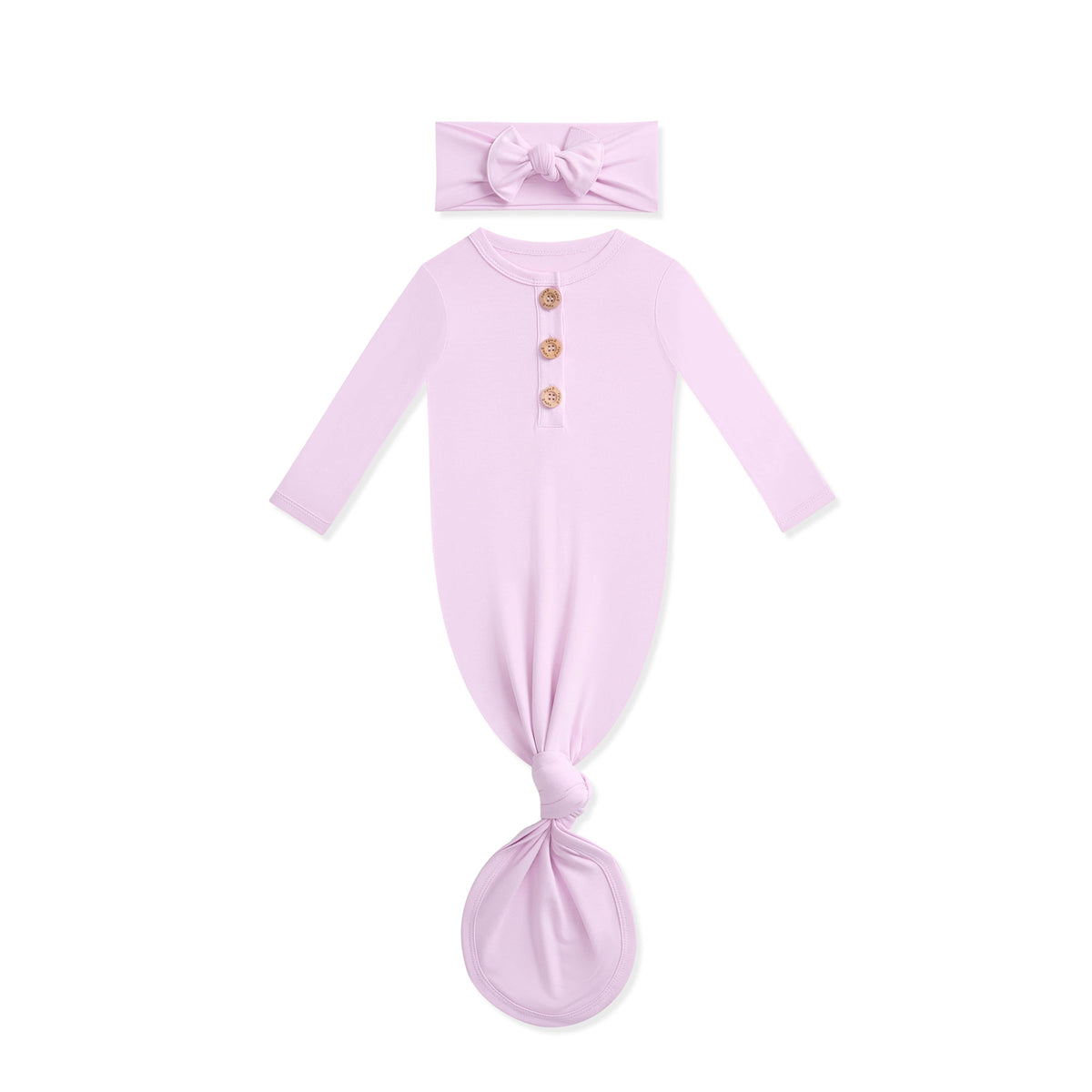 Knotted Day Gown with Bow Set in Thistle