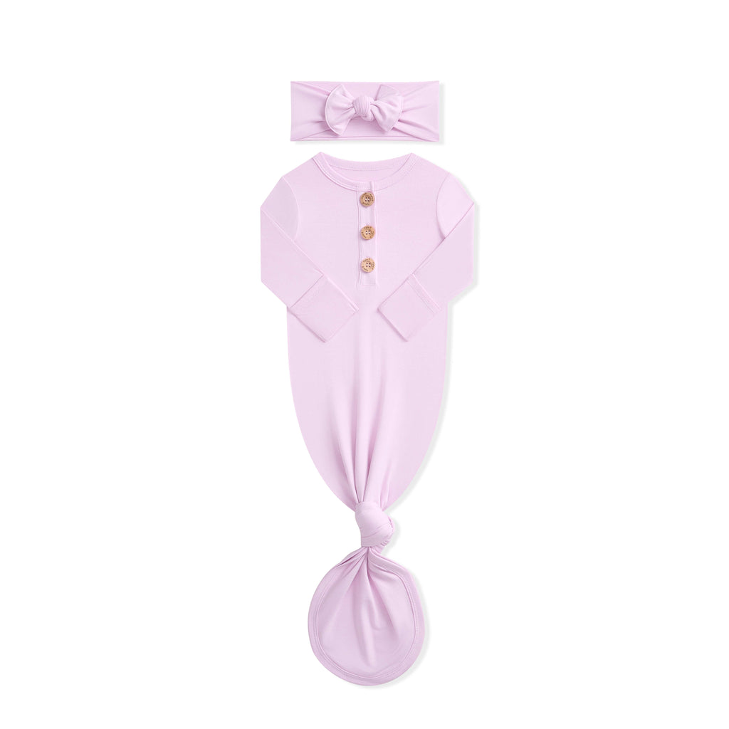 Knotted Day Gown with Bow Set in Thistle