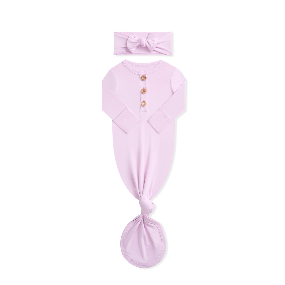 Knotted Day Gown with Bow Set in Thistle