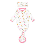 Knotted Day Gown with Bow Set Set in Tulip