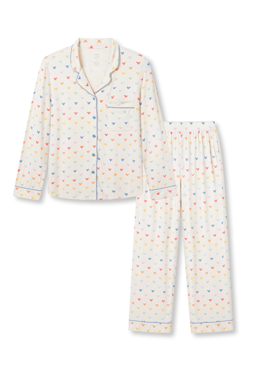 Long-Sleeved Women's Pajama Set in Pastel Mickey Mouse