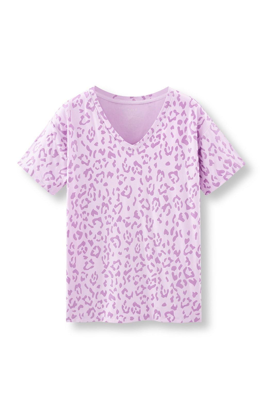 Women's Oversized V-Neck Tee in Thistle Leopard