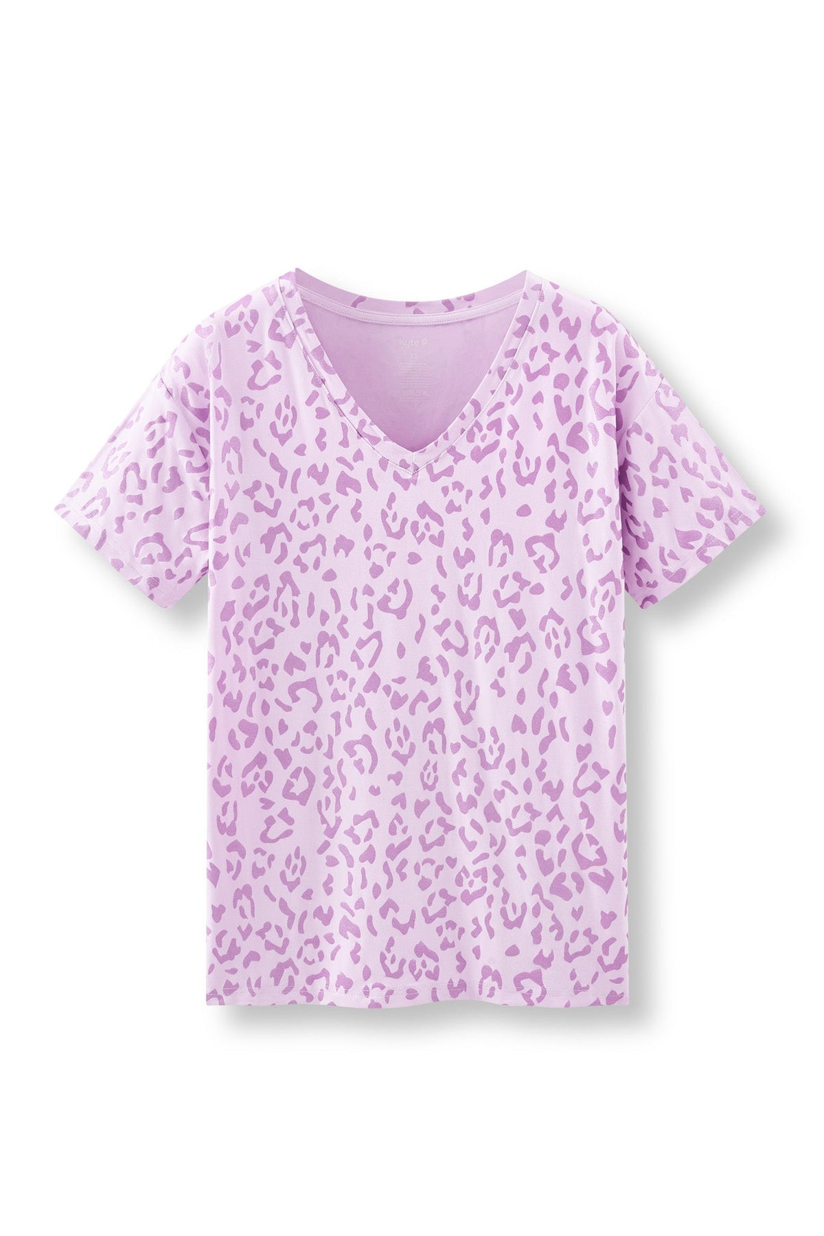 Women's Oversized V-Neck Tee in Thistle Leopard