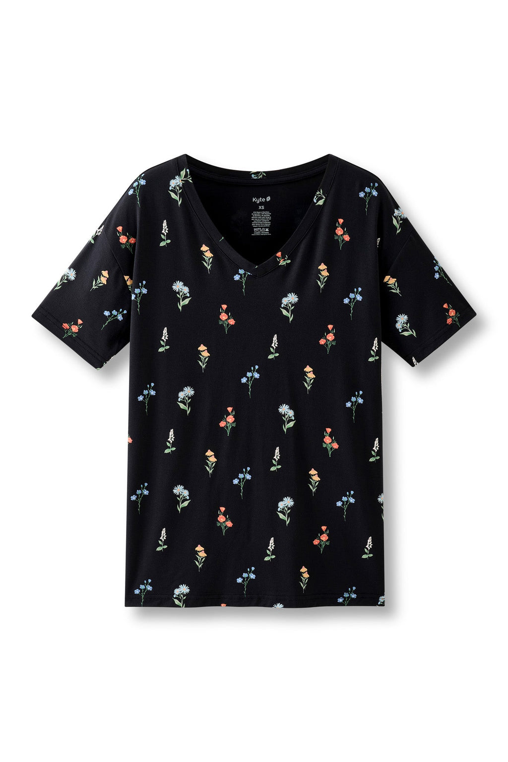 Women's Oversized V-Neck Tee in Midnight Wildflower