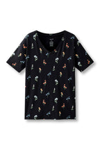 Women's Oversized V-Neck Tee in Midnight Wildflower