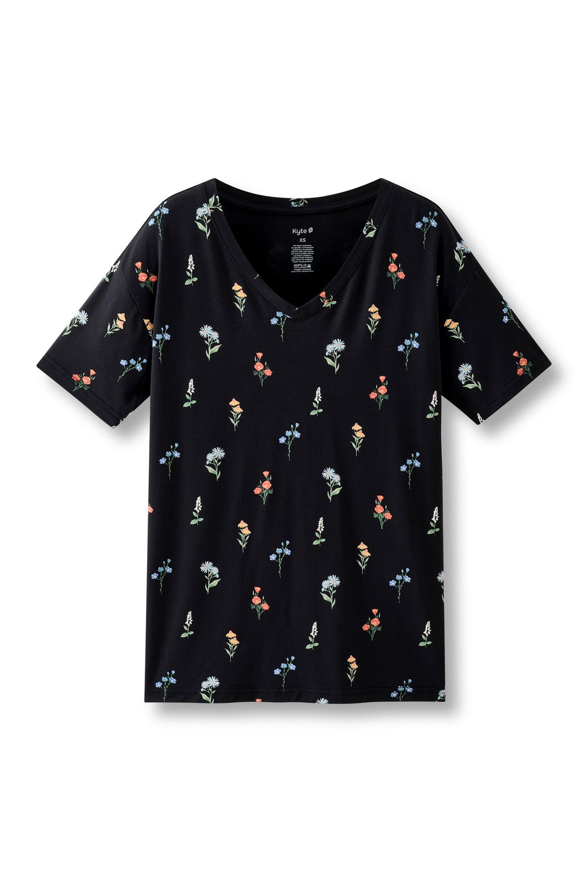 Women's Oversized V-Neck Tee in Midnight Wildflower