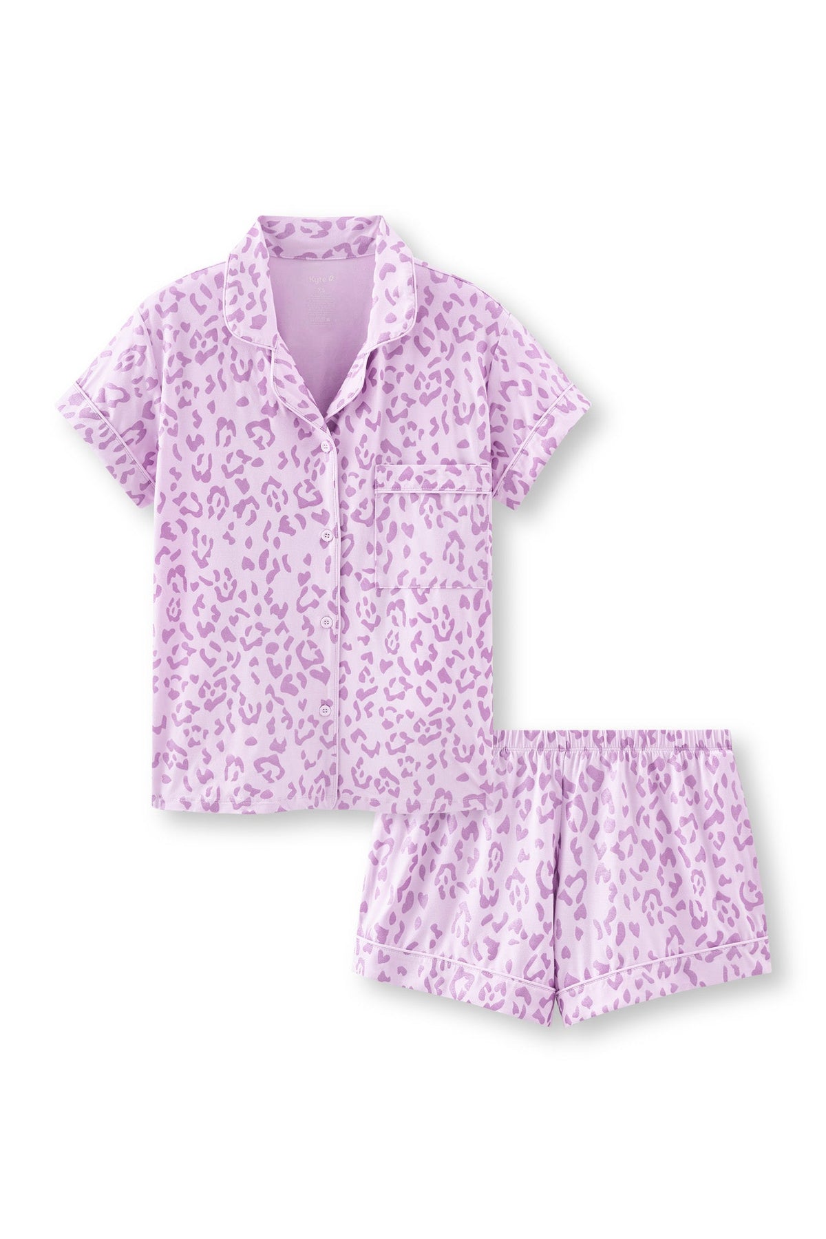 Women's Short Sleeve Pajama Set in Thistle Leopard
