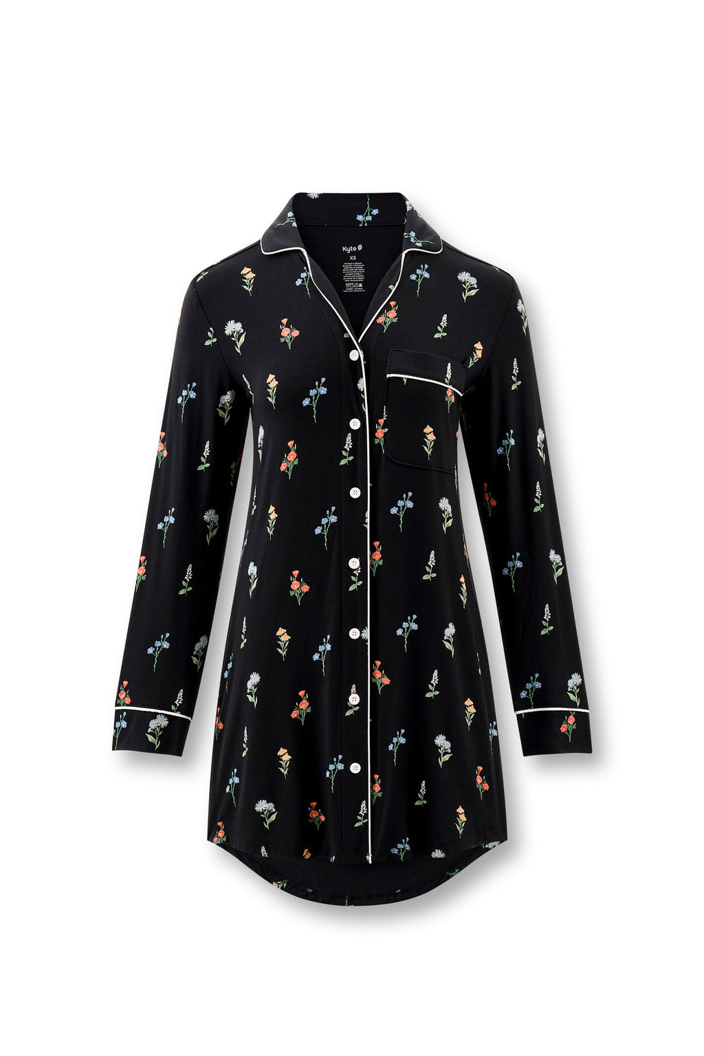 Long Sleeve Women’s Nightshirt in Midnight Wildflower