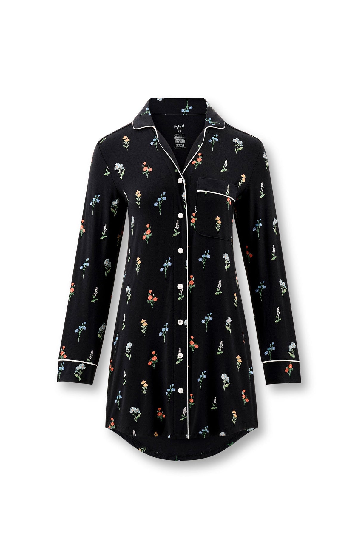 Long Sleeve Women’s Nightshirt in Midnight Wildflower