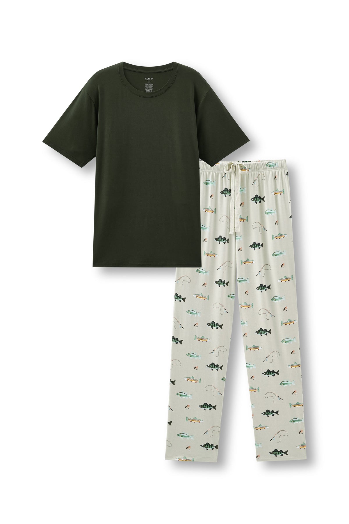 Men's Short Sleeve & Pant PJ Set in Fishing