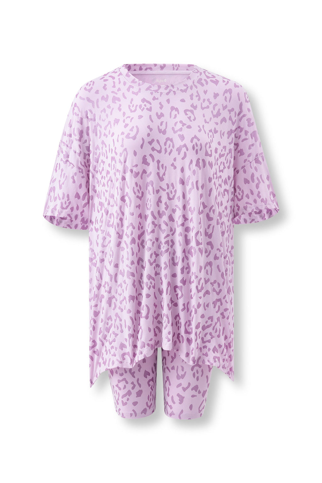 Women’s Biker Short Set in Thistle Leopard