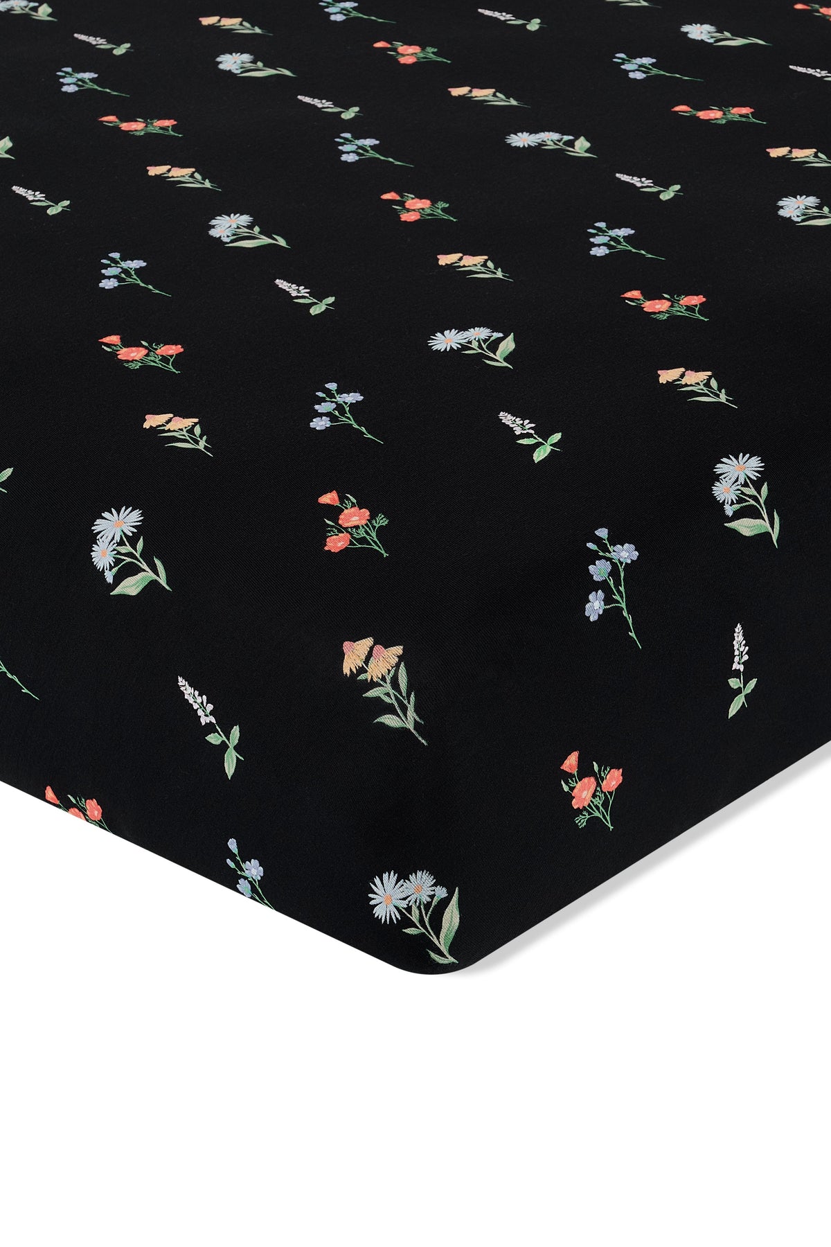 Crib Sheet in Midnight Wildflower