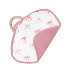 Lovey in Bow with Removable Wooden Teething Ring