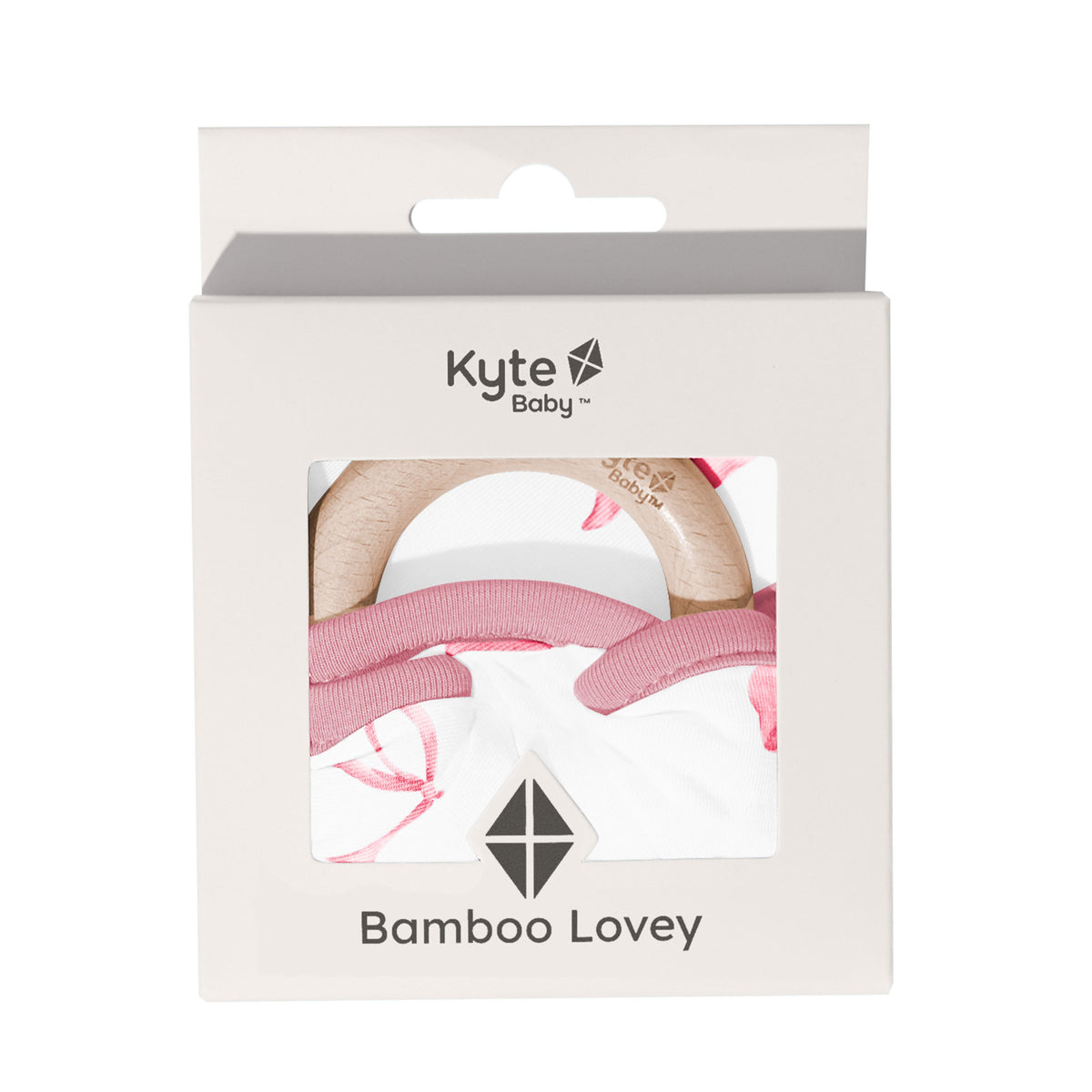 Lovey in Bow with Removable Wooden Teething Ring