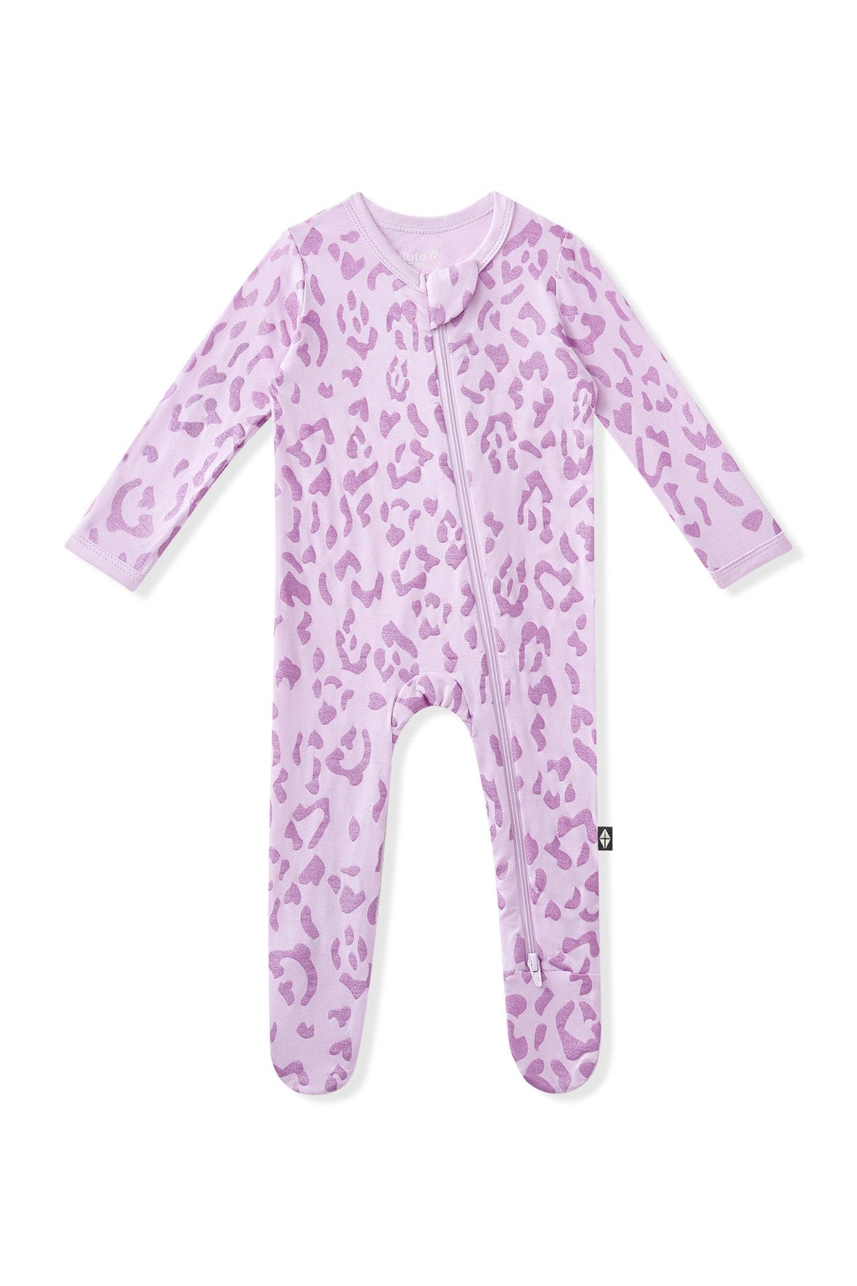 Zippered Footie in Thistle Leopard