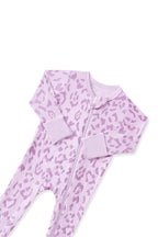 Zippered Footie in Thistle Leopard