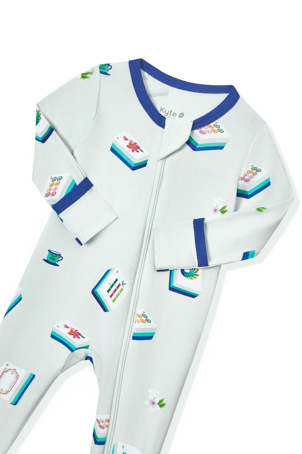 Zippered Footie in Dew Mahjong
