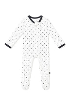 Zippered Footie in Midnight Polka Dot