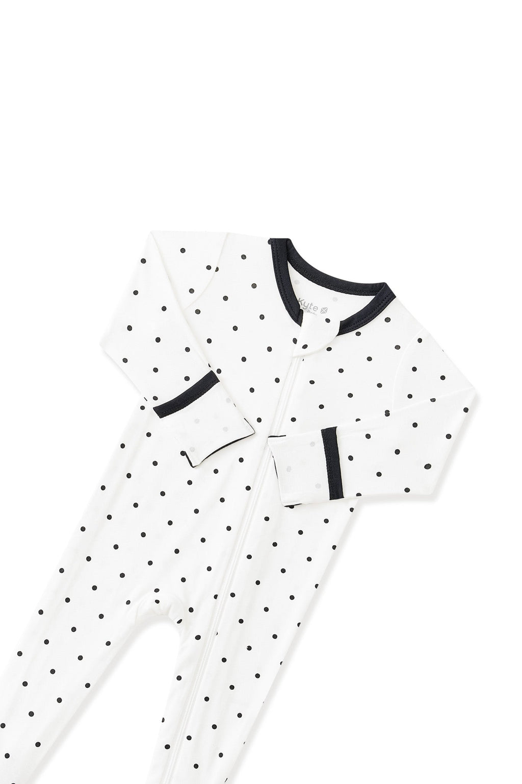 Zippered Footie in Midnight Polka Dot