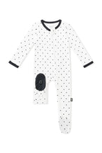 Zippered Footie in Midnight Polka Dot